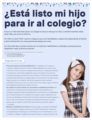 ¿Está listo mi hijo para ir al colegio? Red de colegios Semper Altius